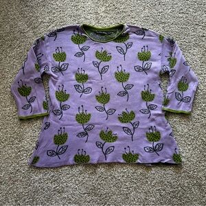 Women’s Gudrun Sjoden Floral Purple and Green Sweater